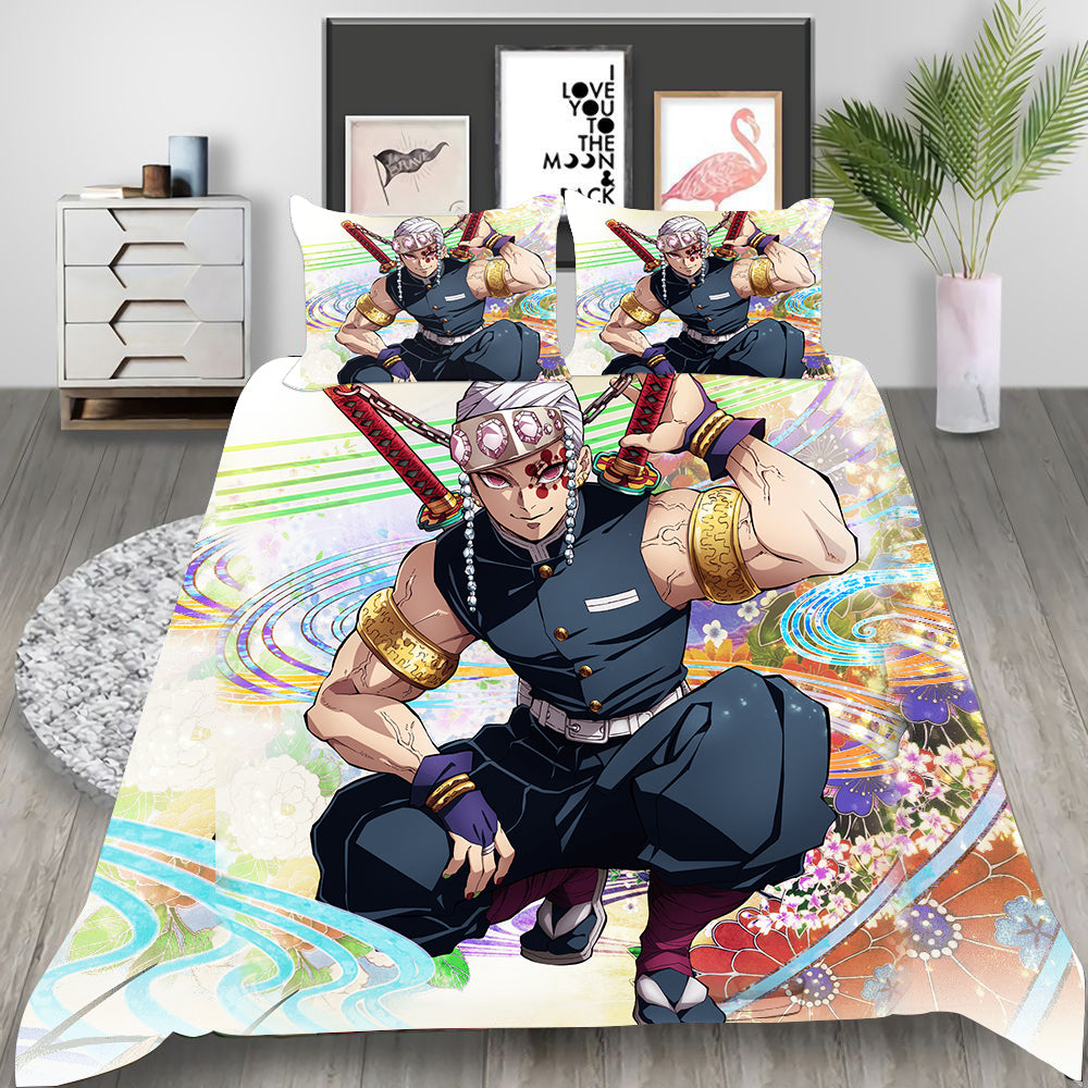 Demon Slayer Season 2 Cosplay Bedding Set Duvet Cover Pillowcases Halloween Home Decor