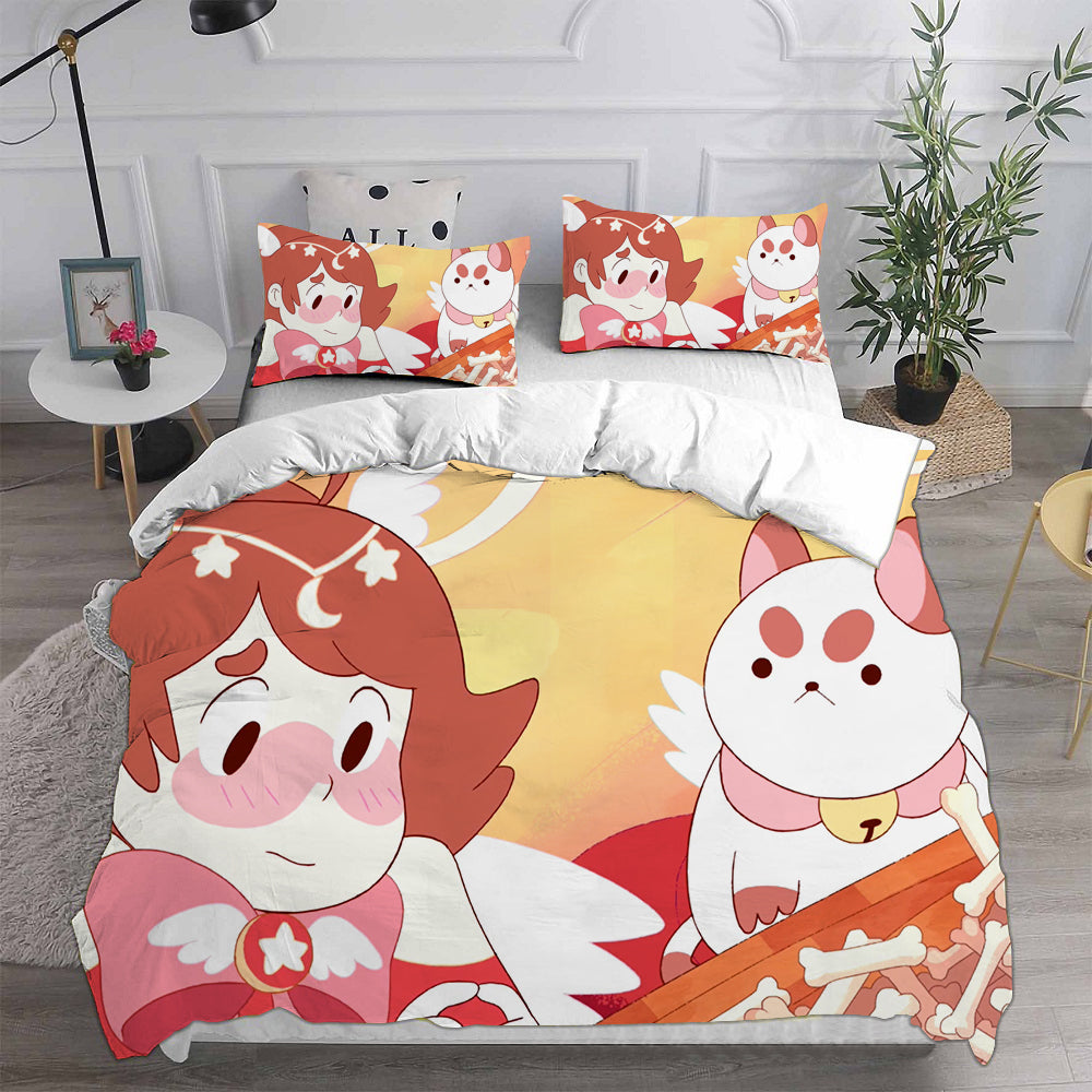Bee and Puppy Cat Season 1  Cosplay Bedding Set Duvet Cover Pillowcases Halloween Home Decor