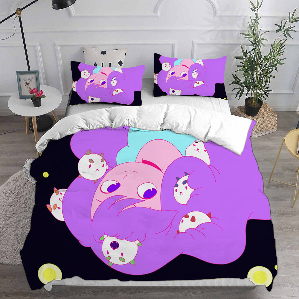 Bee and Puppy Cat Season 1  Cosplay Bedding Set Duvet Cover Pillowcases Halloween Home Decor