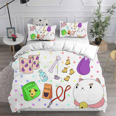 Bee and Puppy Cat Season 1  Cosplay Bedding Set Duvet Cover Pillowcases Halloween Home Decor