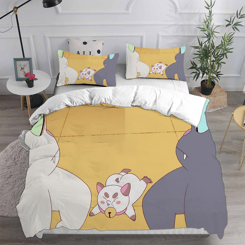 Bee and Puppy Cat Season 1  Cosplay Bedding Set Duvet Cover Pillowcases Halloween Home Decor