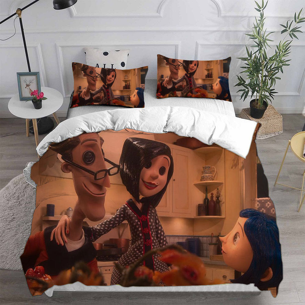 Coraline the Secret Door Cosplay Bedding Set Duvet Cover Pillowcases Halloween Home Decor