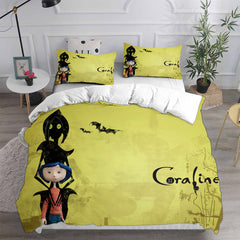 Coraline the Secret Door Cosplay Bedding Set Duvet Cover Pillowcases Halloween Home Decor