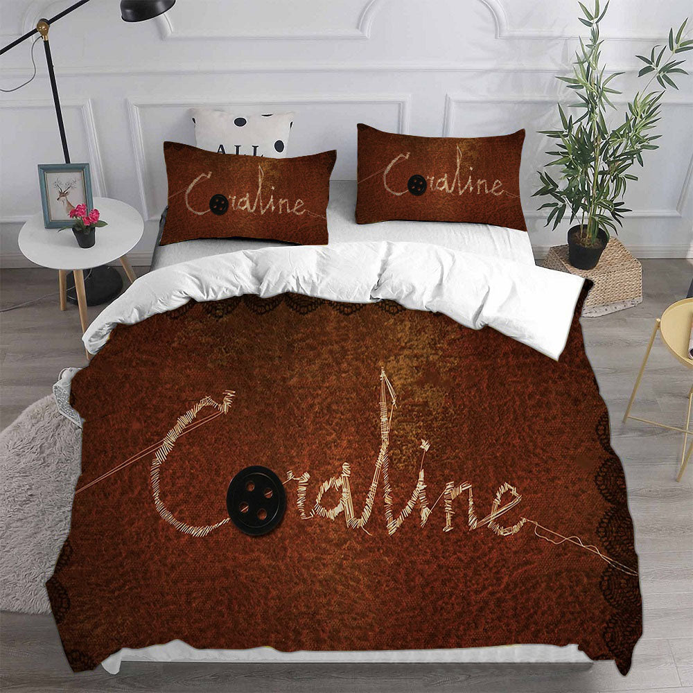 Coraline the Secret Door Cosplay Bedding Set Duvet Cover Pillowcases Halloween Home Decor