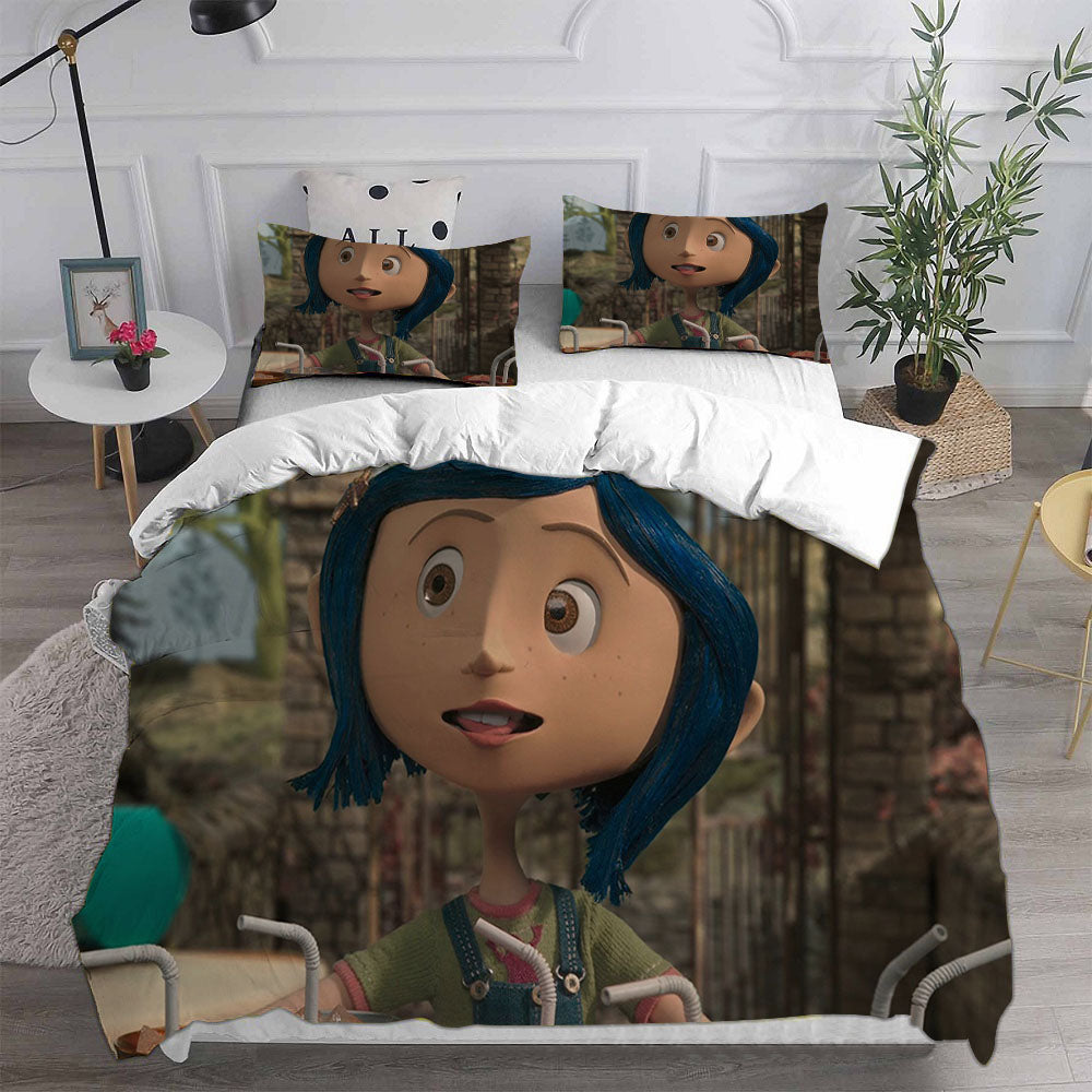 Coraline the Secret Door Cosplay Bedding Set Duvet Cover Pillowcases Halloween Home Decor
