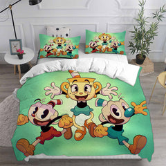 Cuphead Cosplay Bedding Set Duvet Cover Pillowcases Halloween Home Decor