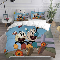 Cuphead Cosplay Bedding Set Duvet Cover Pillowcases Halloween Home Decor