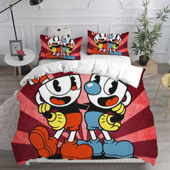 Cuphead Cosplay Bedding Set Duvet Cover Pillowcases Halloween Home Decor