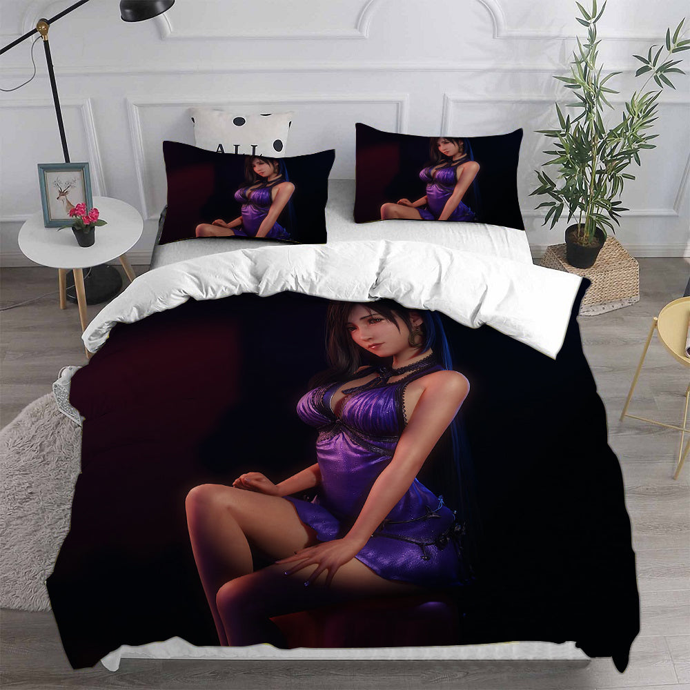 Final Fantasy VII Remake Cosplay Bedding Set Duvet Cover Pillowcases Halloween Home Decor