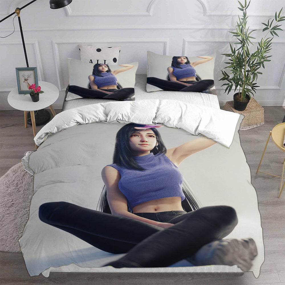 Final Fantasy VII Remake Cosplay Bedding Set Duvet Cover Pillowcases Halloween Home Decor