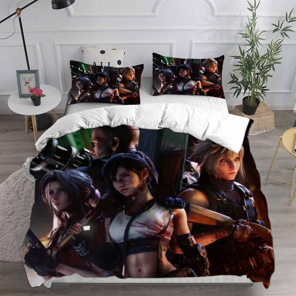 Final Fantasy VII Remake Cosplay Bedding Set Duvet Cover Pillowcases Halloween Home Decor