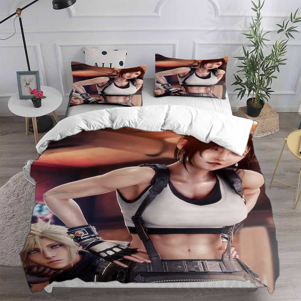 Final Fantasy VII Remake Cosplay Bedding Set Duvet Cover Pillowcases Halloween Home Decor