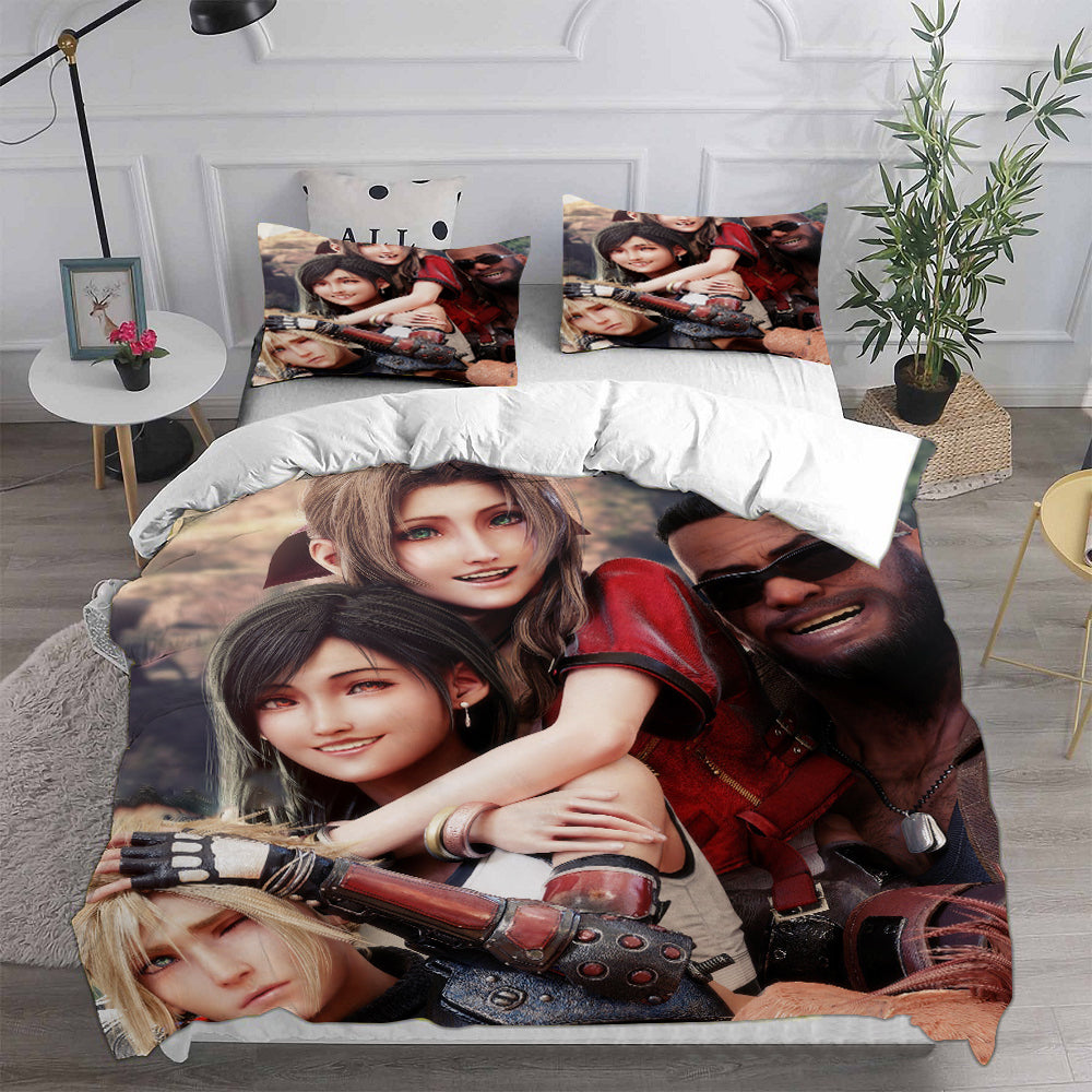 Final Fantasy VII Remake Cosplay Bedding Set Duvet Cover Pillowcases Halloween Home Decor