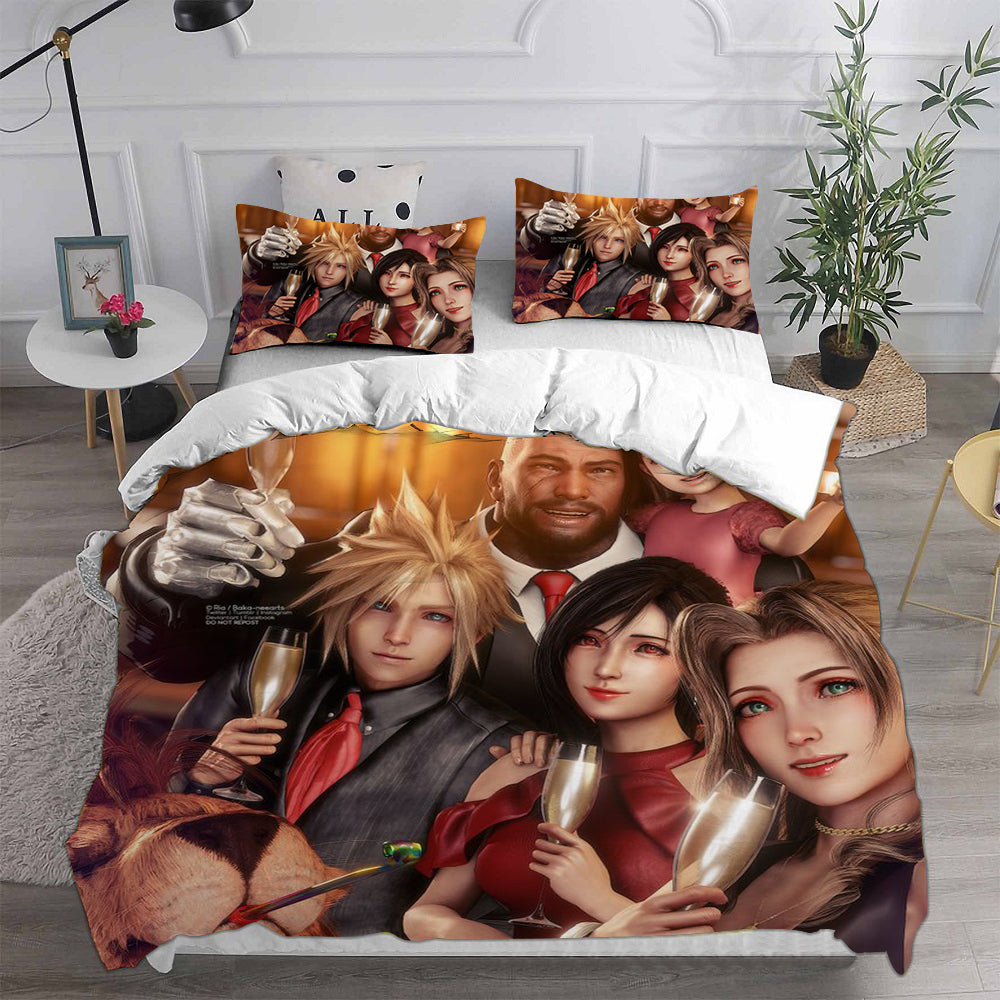 Final Fantasy VII Remake Cosplay Bedding Set Duvet Cover Pillowcases Halloween Home Decor
