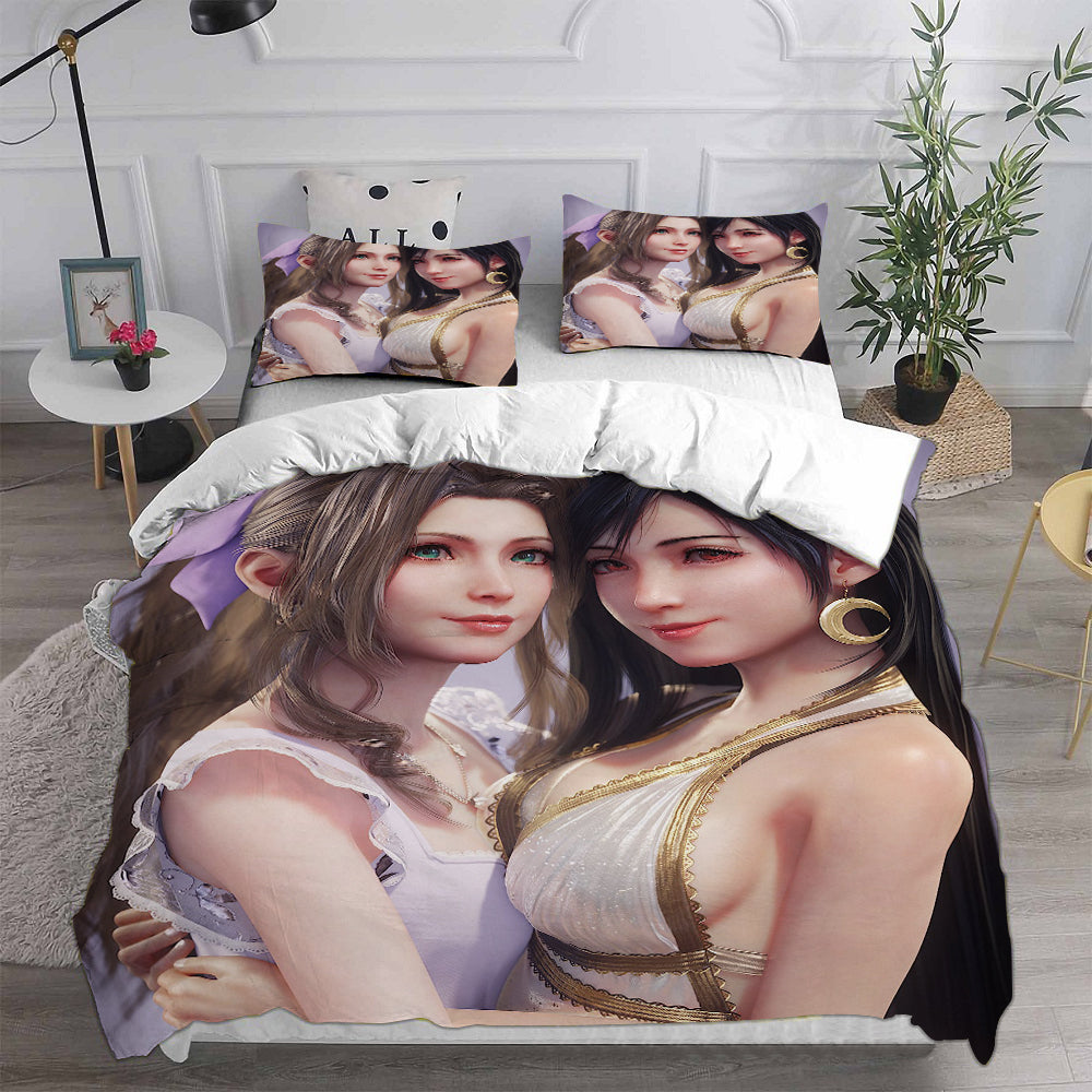 Final Fantasy VII Remake Cosplay Bedding Set Duvet Cover Pillowcases Halloween Home Decor