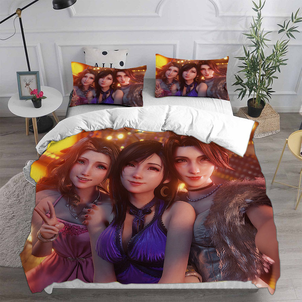 Final Fantasy VII Remake Cosplay Bedding Set Duvet Cover Pillowcases Halloween Home Decor