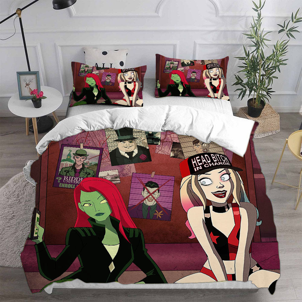 Harley Quinn Season 3 Cosplay Bedding Set Duvet Cover Pillowcases Halloween Home Decor