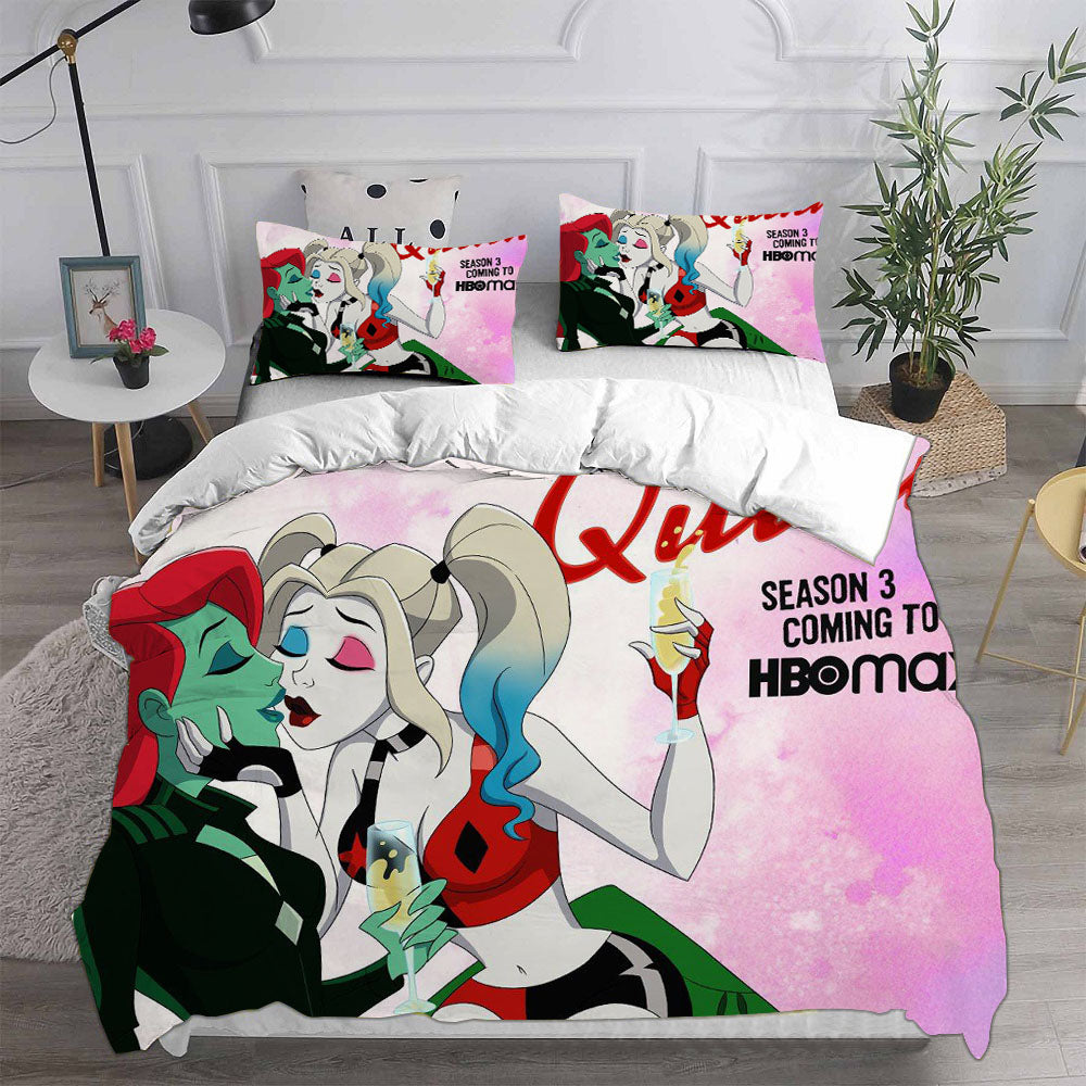 Harley Quinn Season 3 Cosplay Bedding Set Duvet Cover Pillowcases Halloween Home Decor