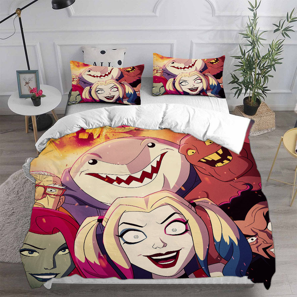 Harley Quinn Season 3 Cosplay Bedding Set Duvet Cover Pillowcases Halloween Home Decor
