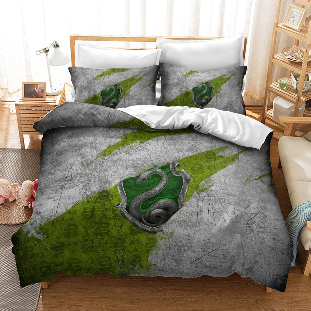 Harry Potter Hogwarts Cosplay Bedding Set Duvet Cover Pillowcases Halloween Home Decor