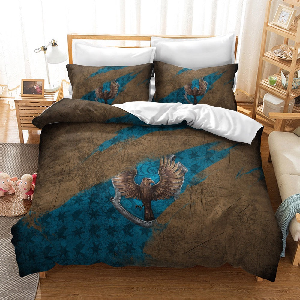 Harry Potter Hogwarts Cosplay Bedding Set Duvet Cover Pillowcases Halloween Home Decor