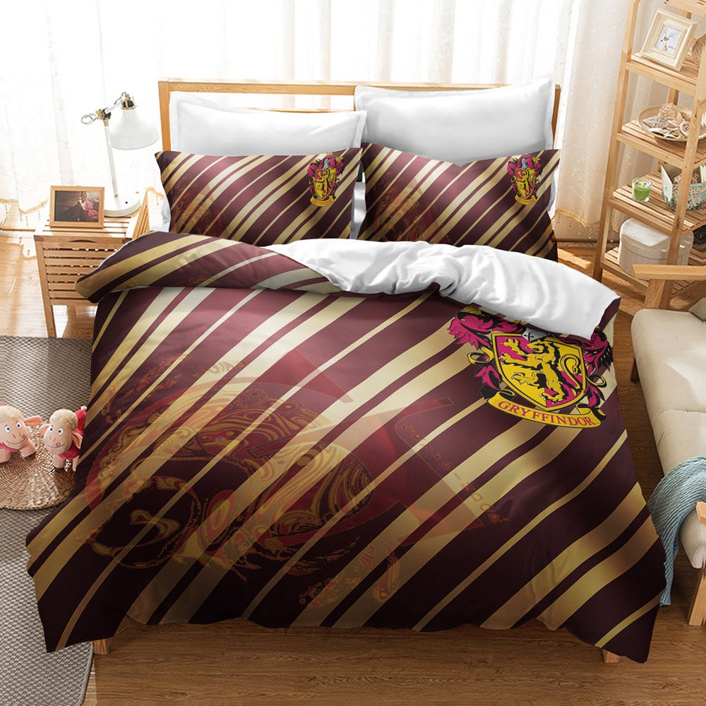 Harry Potter Hogwarts Cosplay Bedding Set Duvet Cover Pillowcases Halloween Home Decor