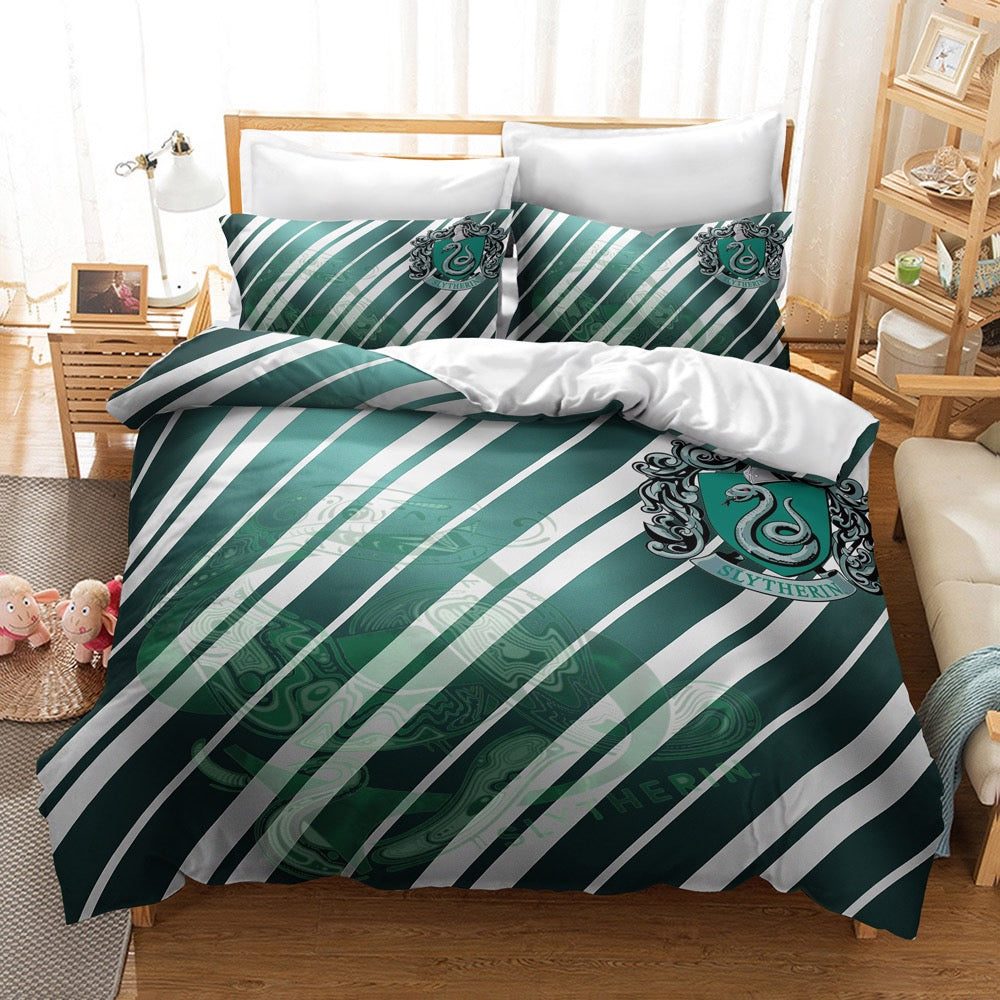 Harry Potter Hogwarts Cosplay Bedding Set Duvet Cover Pillowcases Halloween Home Decor