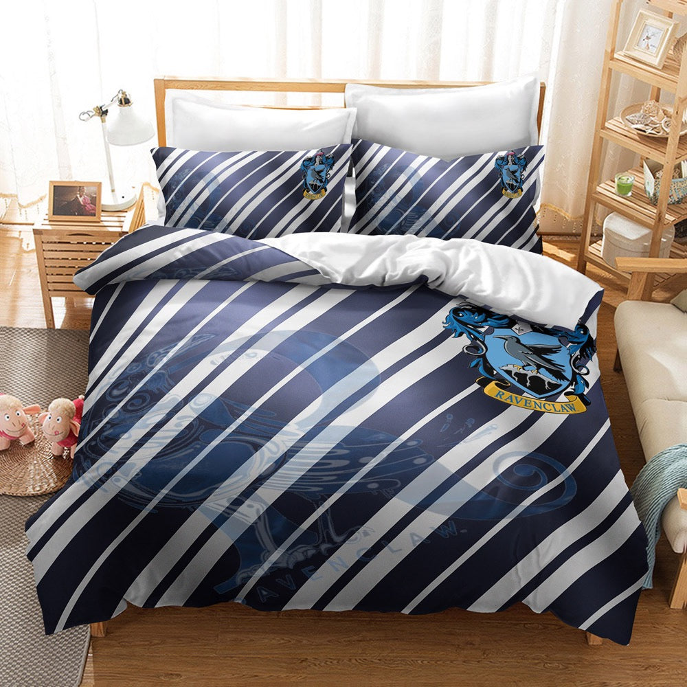 Harry Potter Hogwarts Cosplay Bedding Set Duvet Cover Pillowcases Halloween Home Decor