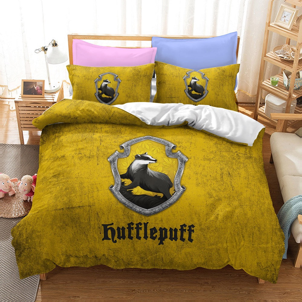 Harry Potter Hogwarts Cosplay Bedding Set Duvet Cover Pillowcases Halloween Home Decor