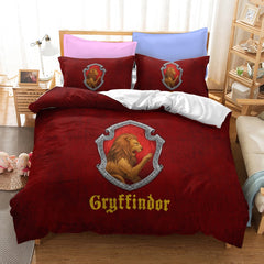 Harry Potter Hogwarts Cosplay Bedding Set Duvet Cover Pillowcases Halloween Home Decor
