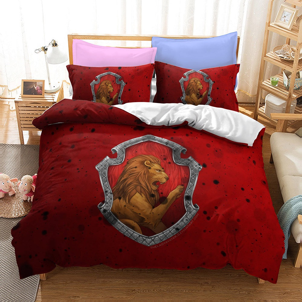 Harry Potter Hogwarts Cosplay Bedding Set Duvet Cover Pillowcases Halloween Home Decor