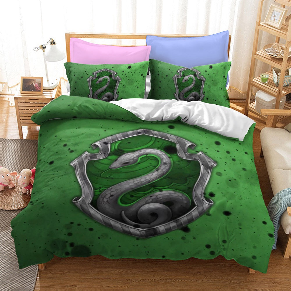 Harry Potter Hogwarts Cosplay Bedding Set Duvet Cover Pillowcases Halloween Home Decor