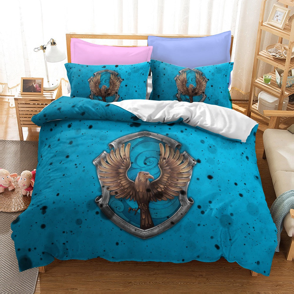 Harry Potter Hogwarts Cosplay Bedding Set Duvet Cover Pillowcases Halloween Home Decor