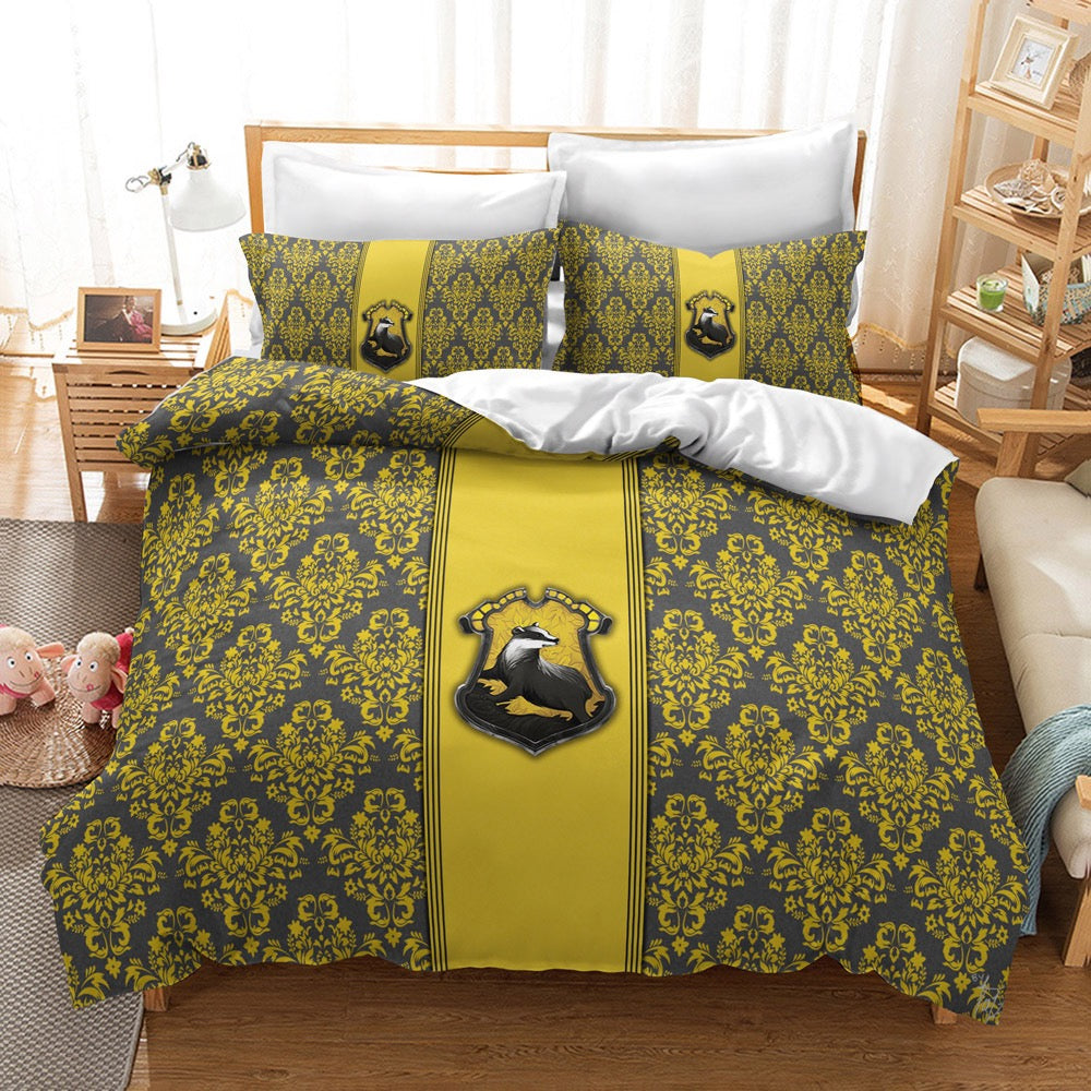 Harry Potter Hogwarts Cosplay Bedding Set Duvet Cover Pillowcases Halloween Home Decor