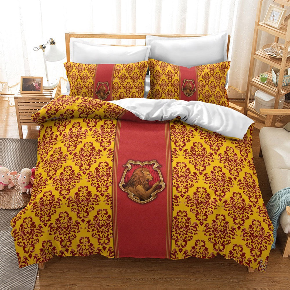 Harry Potter Hogwarts Cosplay Bedding Set Duvet Cover Pillowcases Halloween Home Decor