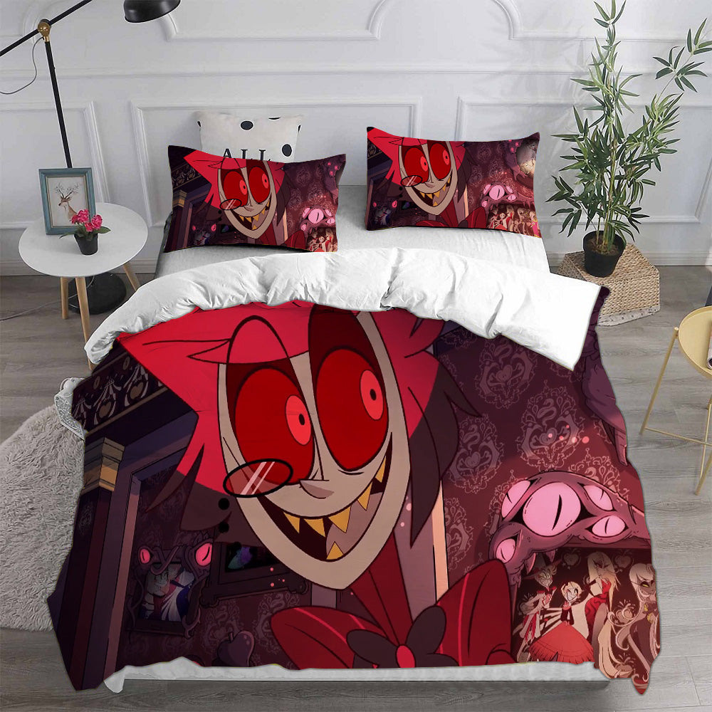 Hazbin Hotel Alastor Cosplay Bedding Set Duvet Cover Pillowcases Halloween Home Decor
