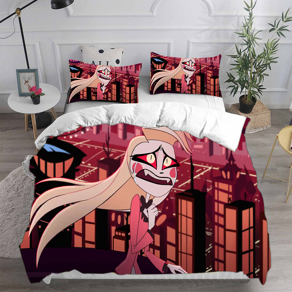 Hazbin Hotel Alastor Cosplay Bedding Set Duvet Cover Pillowcases Halloween Home Decor
