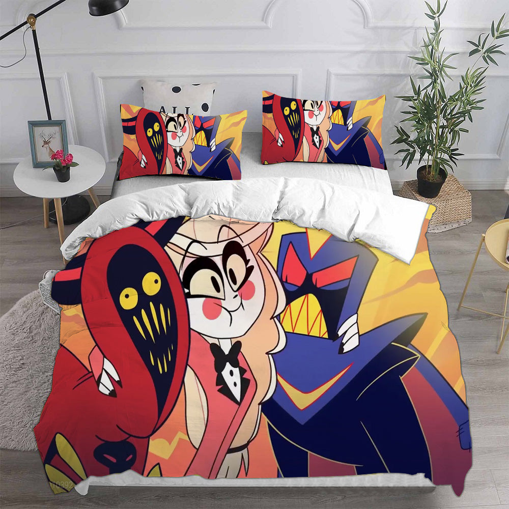 Hazbin Hotel Alastor Cosplay Bedding Set Duvet Cover Pillowcases Halloween Home Decor