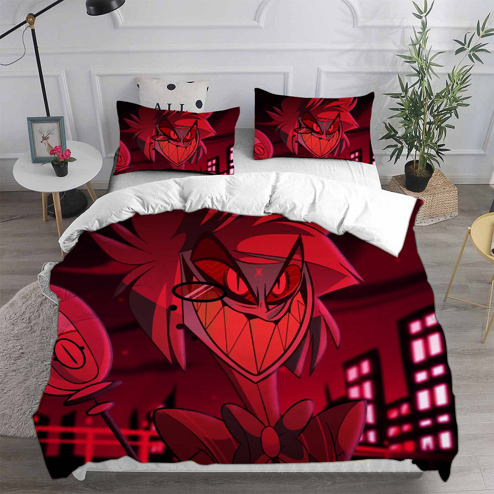 Hazbin Hotel Alastor Cosplay Bedding Set Duvet Cover Pillowcases Halloween Home Decor