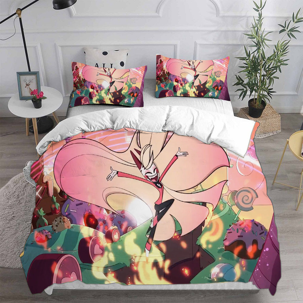 Hazbin Hotel Alastor Cosplay Bedding Set Duvet Cover Pillowcases Halloween Home Decor