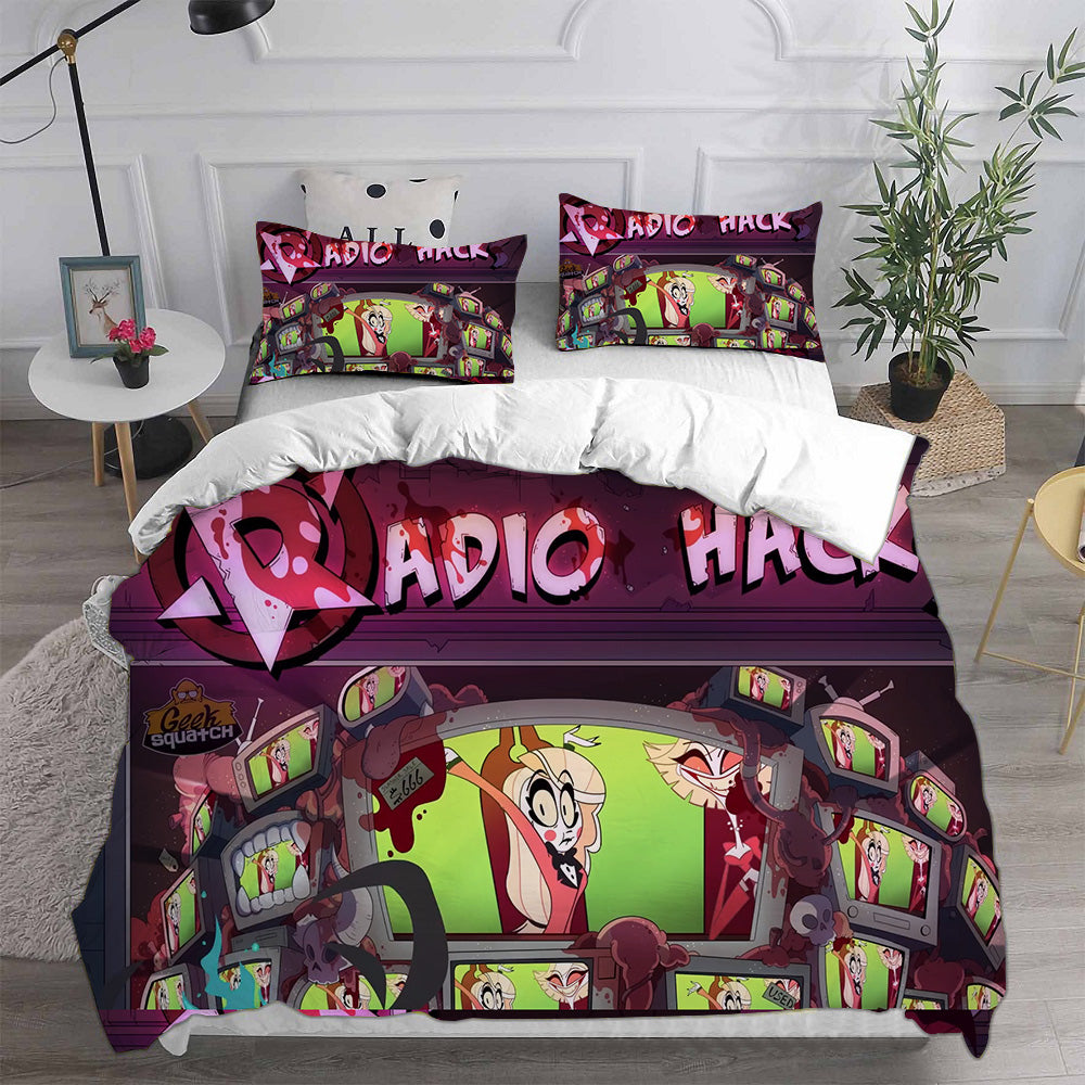Hazbin Hotel Alastor Cosplay Bedding Set Duvet Cover Pillowcases Halloween Home Decor