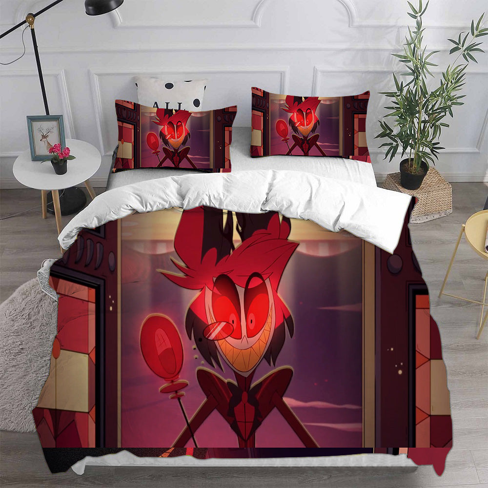 Hazbin Hotel Alastor Cosplay Bedding Set Duvet Cover Pillowcases Halloween Home Decor