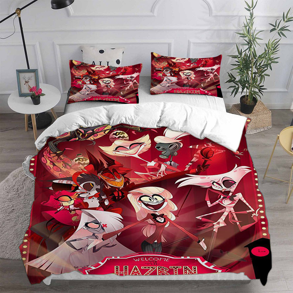 Hazbin Hotel Alastor Cosplay Bedding Set Duvet Cover Pillowcases Halloween Home Decor