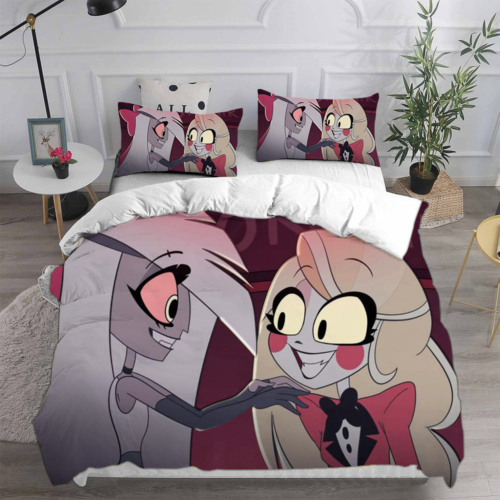 Hazbin Hotel Alastor Cosplay Bedding Set Duvet Cover Pillowcases Halloween Home Decor
