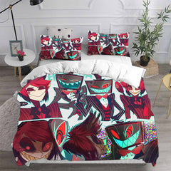 Hazbin Hotel Alastor Cosplay Bedding Set Duvet Cover Pillowcases Halloween Home Decor