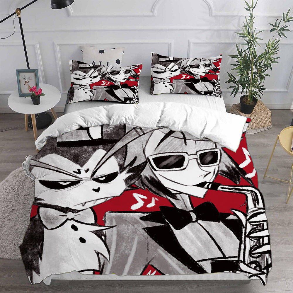 Hazbin Hotel Alastor Cosplay Bedding Set Duvet Cover Pillowcases Halloween Home Decor