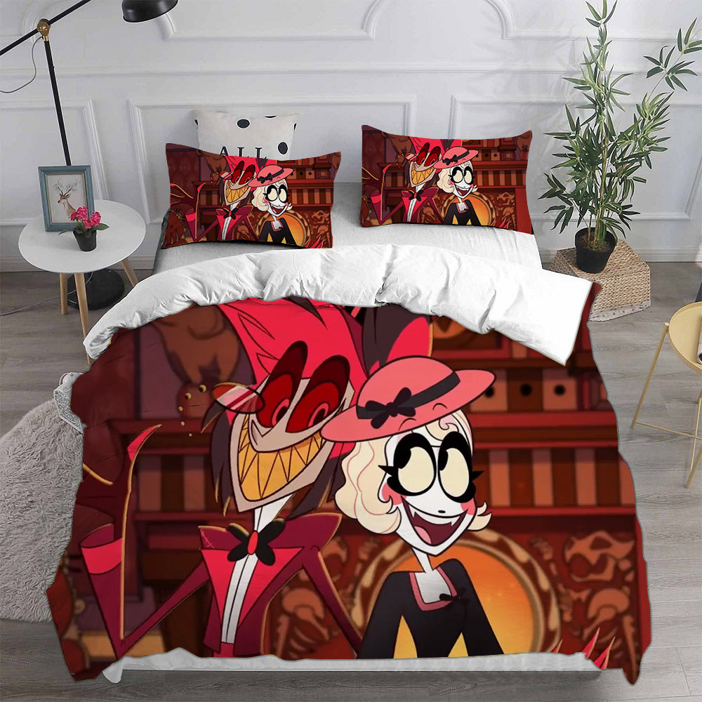 Hazbin Hotel Alastor Cosplay Bedding Set Duvet Cover Pillowcases Halloween Home Decor