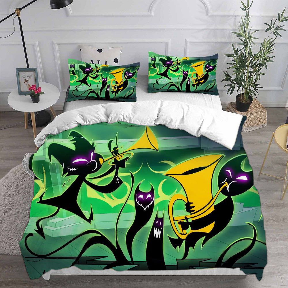 Hazbin Hotel Alastor Cosplay Bedding Set Duvet Cover Pillowcases Halloween Home Decor