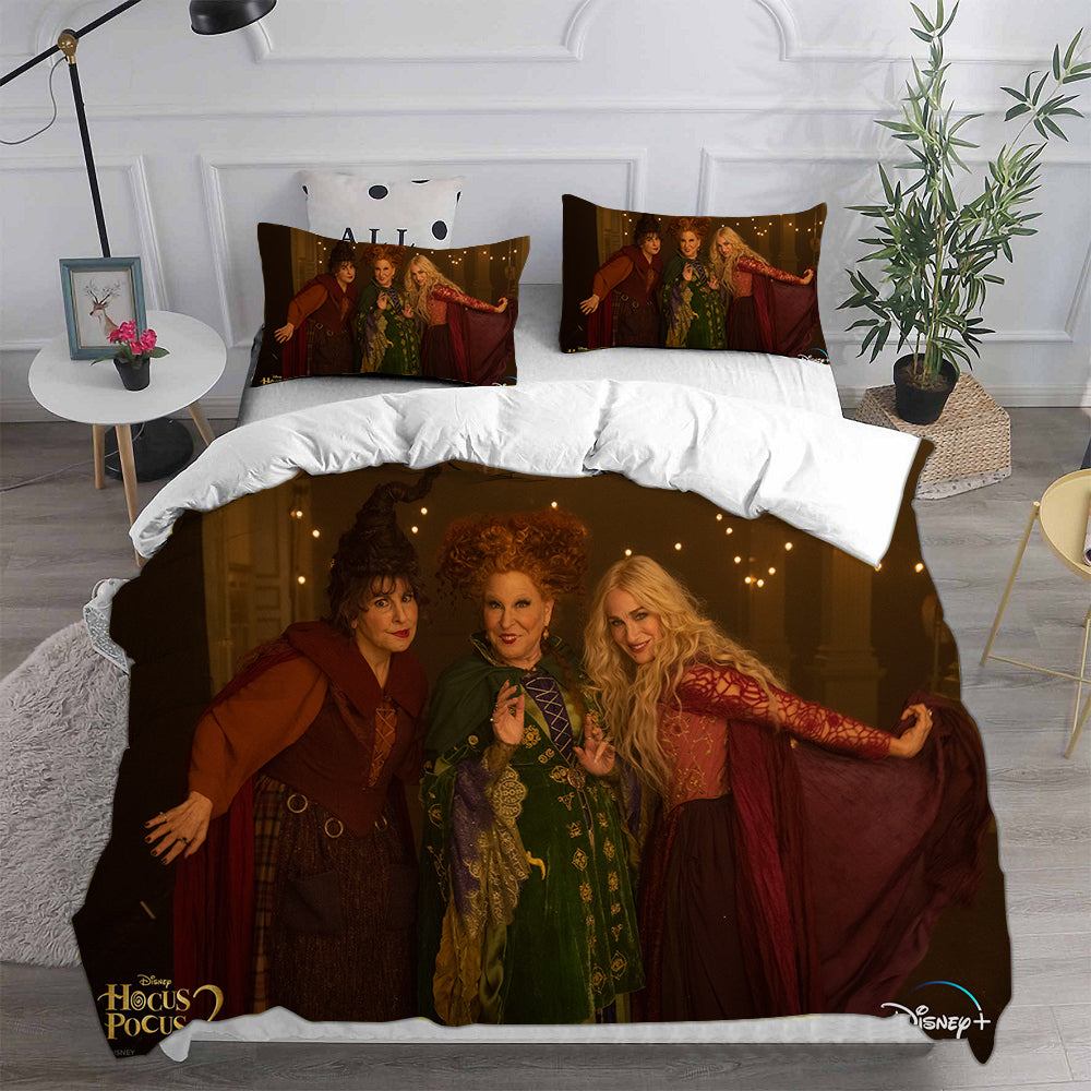 Hocus Pocus 2 Cosplay Bedding Set Duvet Cover Pillowcases Halloween Home Decor