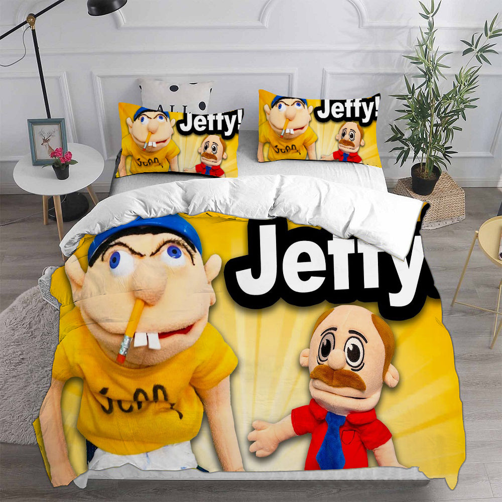 Jeffy Cosplay Bedding Set Duvet Cover Pillowcases Halloween Home Decor